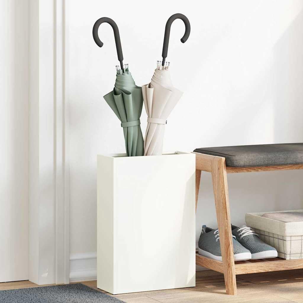 vidaXL Sonnenschirmhalter Weiss 28 x 12 x 41 cm Stahl, Moderner Regenschirmständer, rechteckig, robu