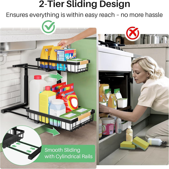 Kitstorack Metall Spülschrank Organizer, 1 Stück Unter Waschbecken Regal Organizer, 2-stufig Herausg
