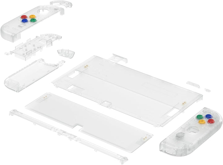 eXtremeRate Full Hülle für Nintendo Switch OLED, DIY-Ersatz Konsole case & Kickstand, NS Joycon Gehä