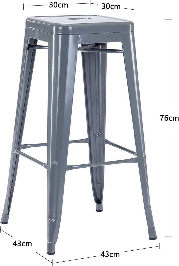 Duhome Barhocker Eisen Barstuhl, Sitzhöhe 76cm Tresenhocker, Stapelbar Metall Bistrohocker mit Fusss