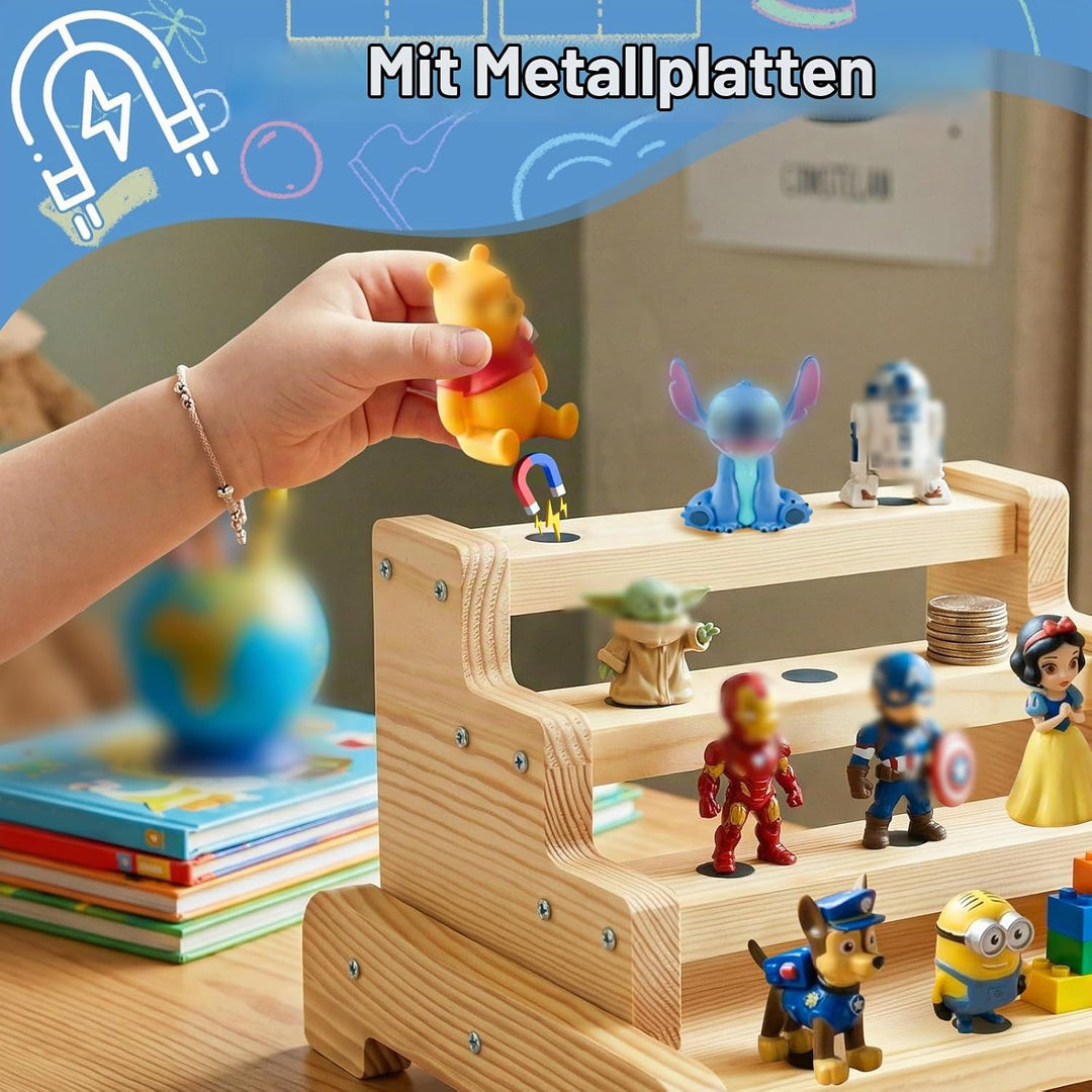 4-stöckiges Tonie Regal Kompatibel mit Toniebox Ladestation und Tonie Figuren, Magnetisches Toniereg