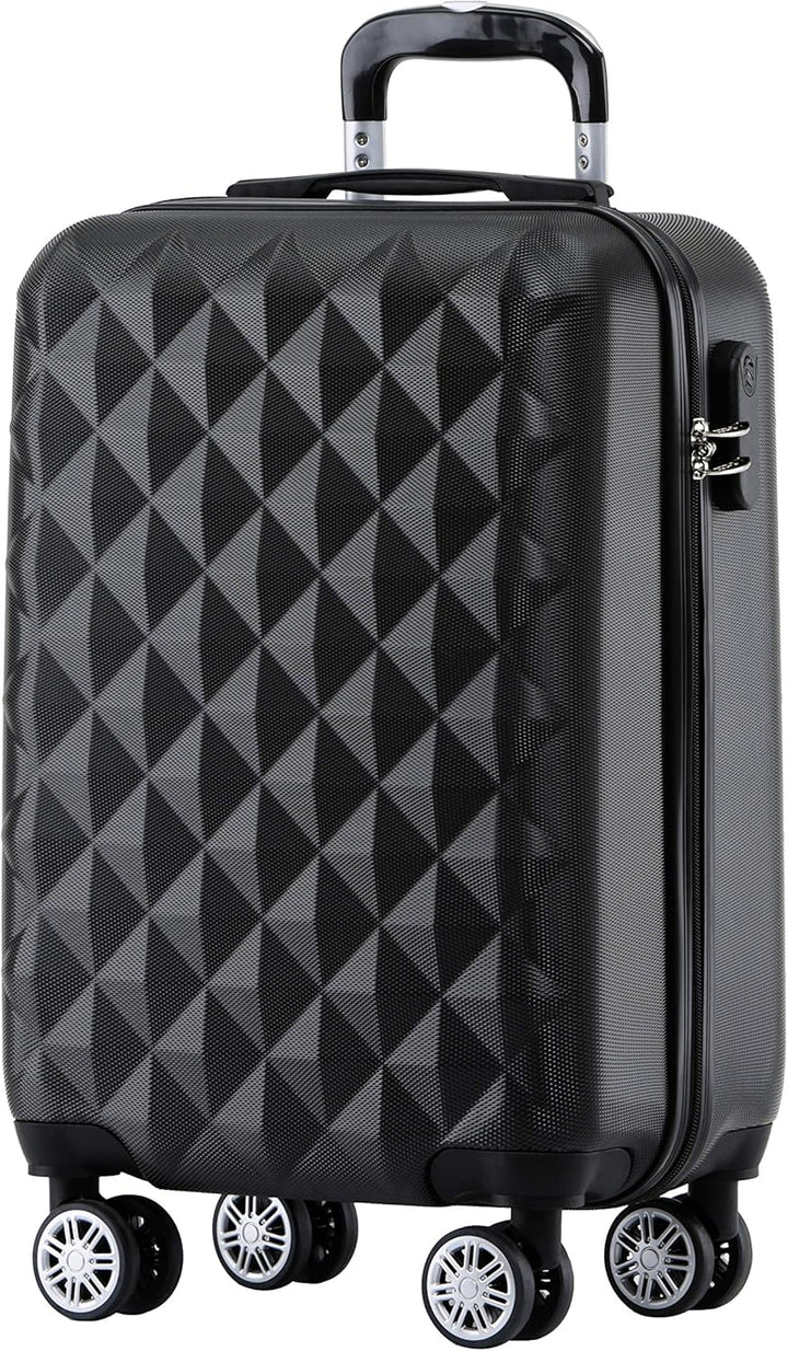 BEIBYE Zwillingsrollen 2066 Hartschale Trolley Koffer Reisekoffer Gepäck M-L-XL-Set (Schwarz, M) Sch