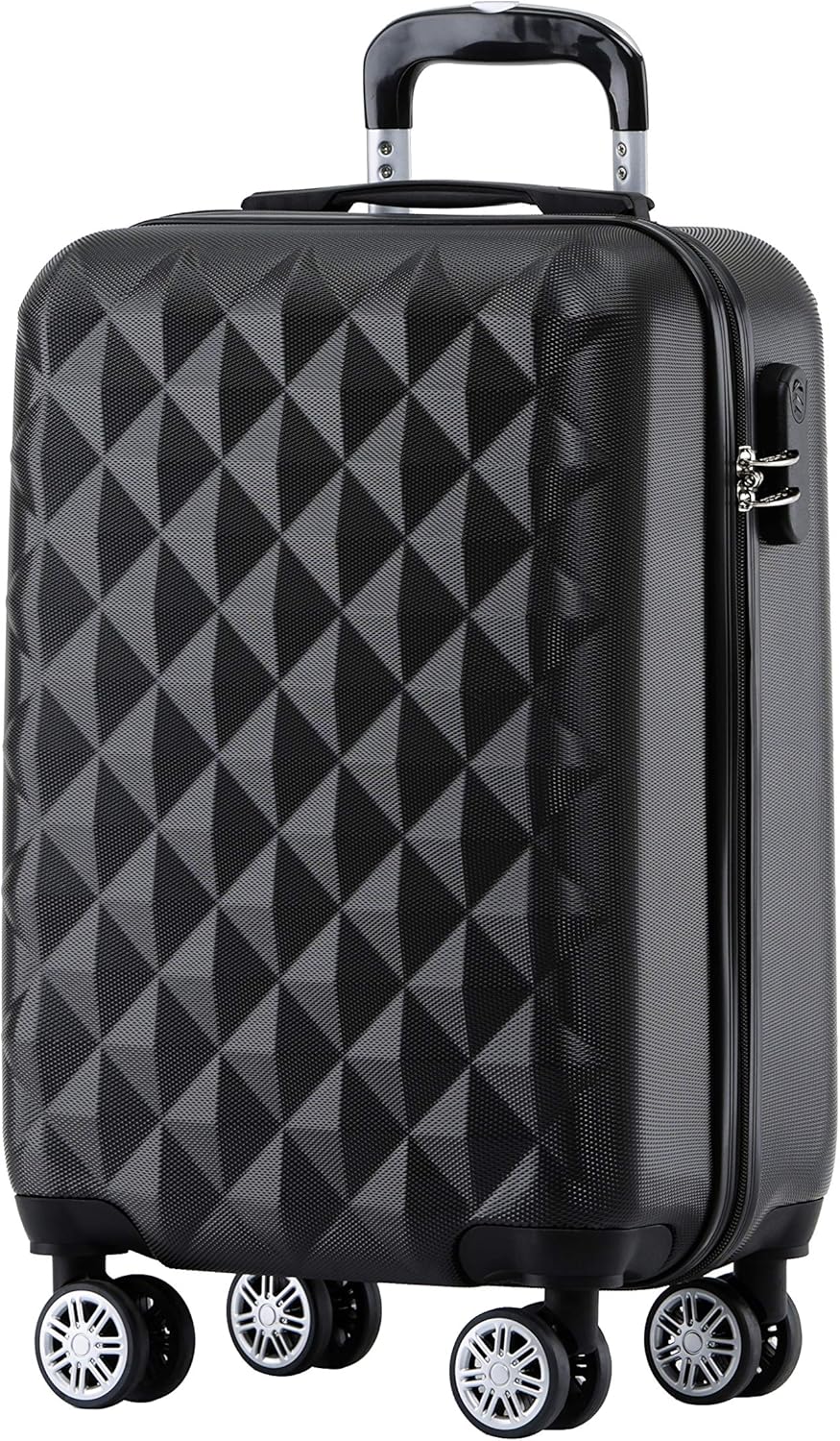 BEIBYE Zwillingsrollen 2066 Hartschale Trolley Koffer Reisekoffer Handgepäck Boardcase M (Schwarz),