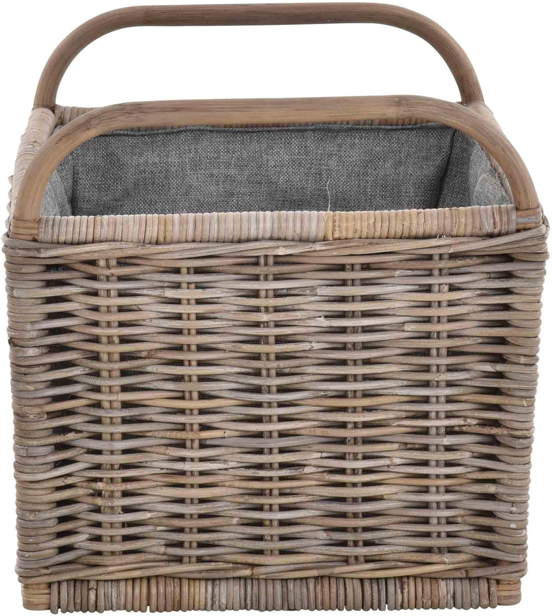 Holz Tragekorb mit Griffen Holzkorb mit Inlett Aufbewahrung Rattan Korb mit Henkel (Gross, Grau Natu