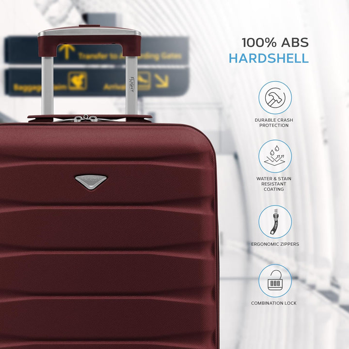 Flight Knight Leichte 4-Rad-ABS-Hartschalenkoffer Handgepack, zugelassen fur uber 35 Fluggesellschaf
