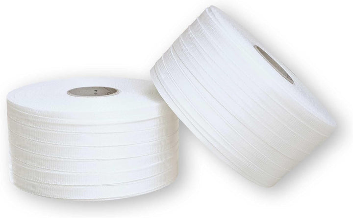 2 ROLLEN x 500m | 19mm gewebtes Polyester Umreifungsband | 750kg Bruchlast | Verzurrband für Ladungs