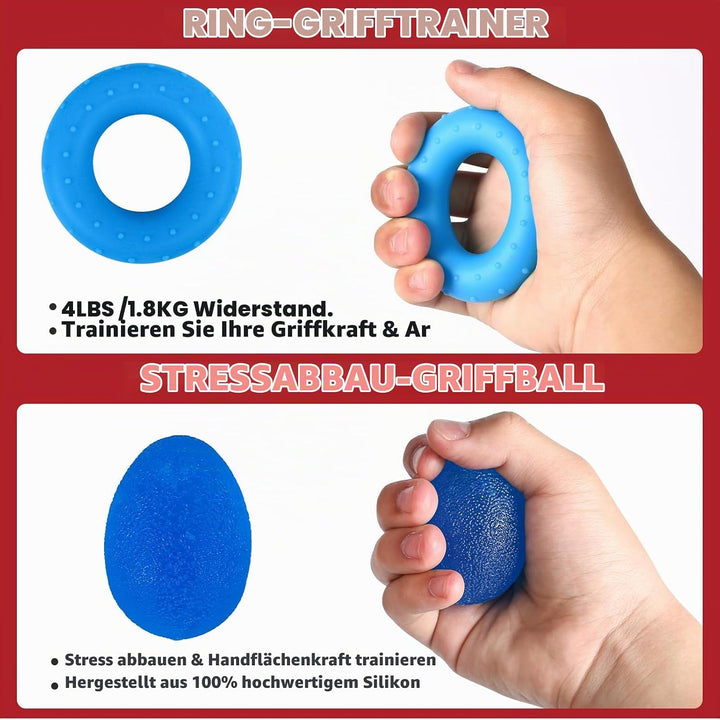 GOORFACHandtrainer Fingertrainer (6-teilig) Griffkraft Trainer Krafttraining Griffstärker Verstellba