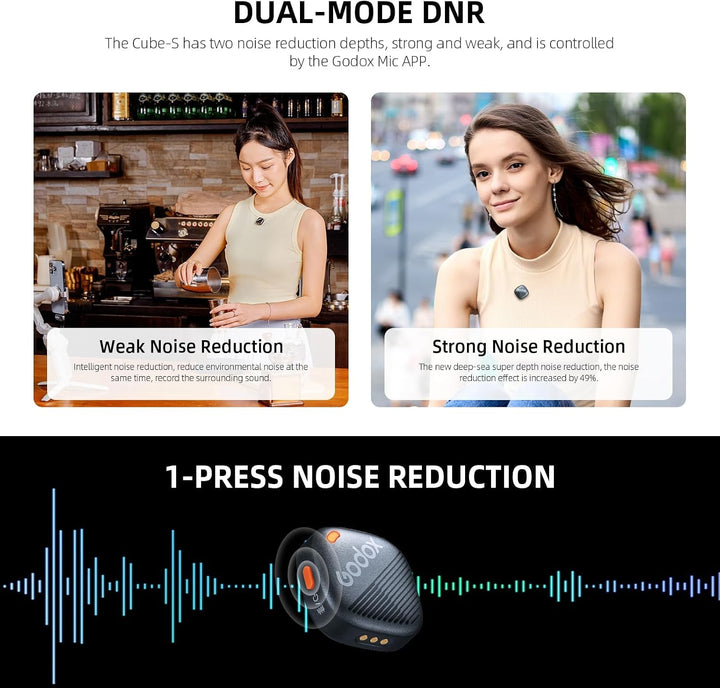 GODOX Cube-SC Kit2 2.4G Wireless Microphone Kompatibel mit Typ-C Android Phones iPhone 15, Rauschunt