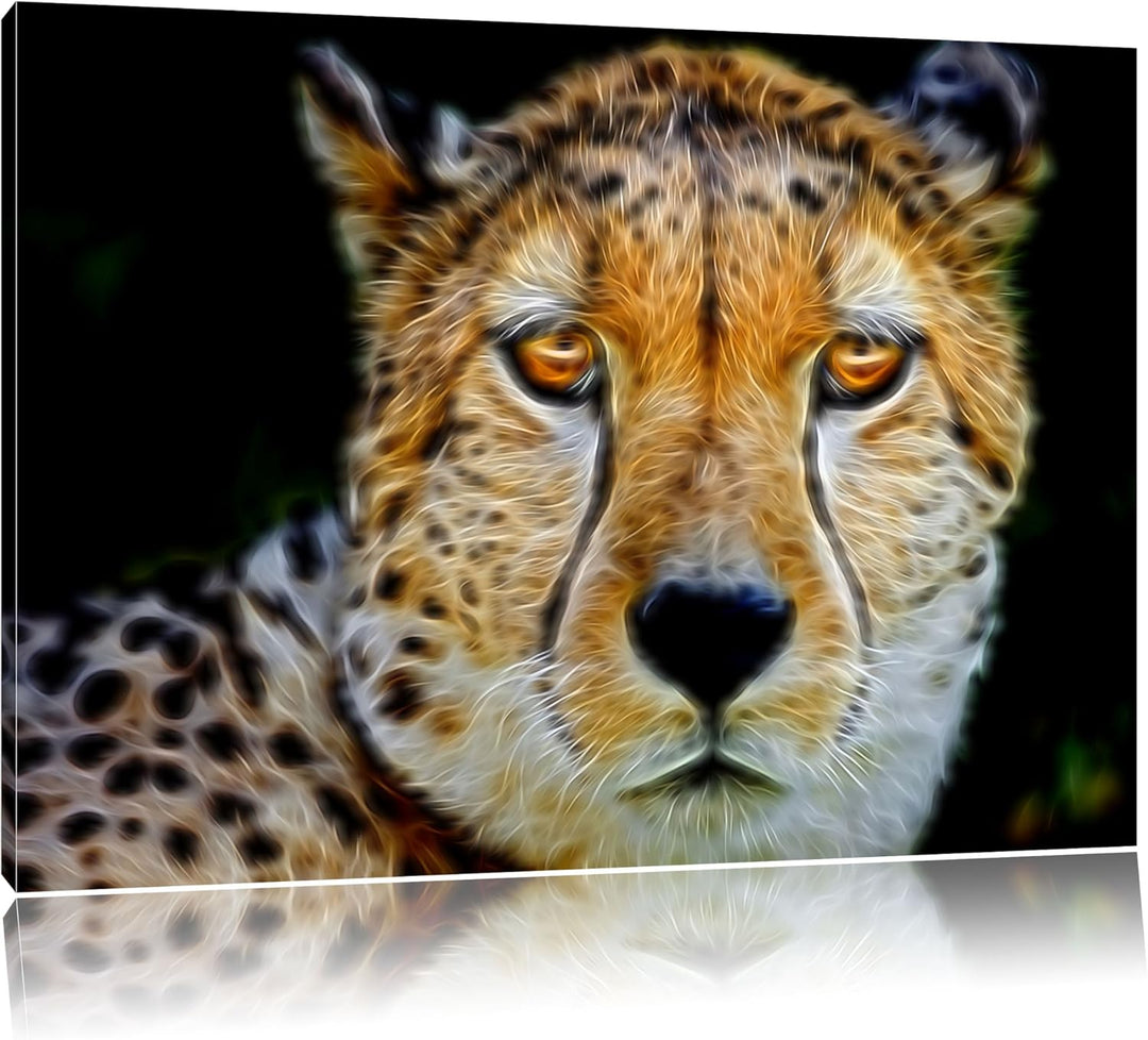 Dark ruhender Gepard Deluxe Format: 100x70 cm auf Leinwand, XXL riesige Bilder fertig gerahmt mit Ke