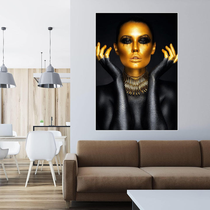 wandmotiv24 Poster als Wanddeko, Grösse 100x70cm, Gold Collection, Model mit goldenen Highlights, Sc