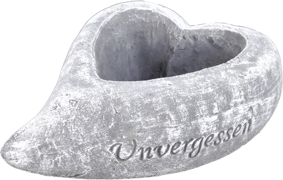 Grabschmuck, massiver Steinguss Pflanzschale Herz UNVERGESSEN, frostfest bis -30°C
