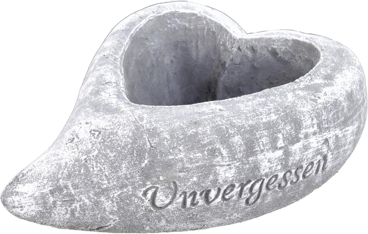 Grabschmuck, massiver Steinguss Pflanzschale Herz UNVERGESSEN, frostfest bis -30°C