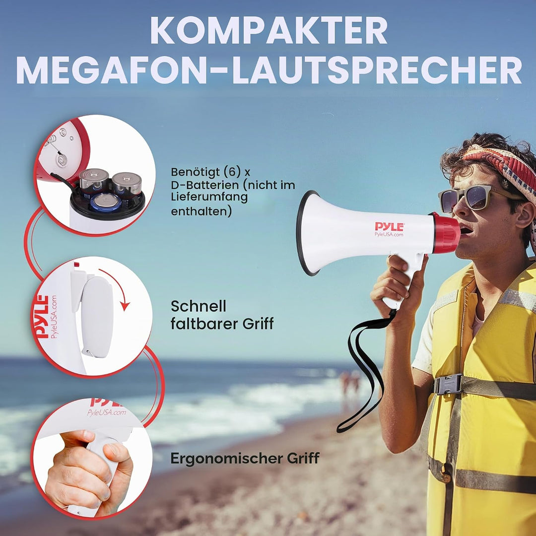 PYLE AUDIO INC Bluetooth Megaphone - PA Megaphone Speaker with Wired Microphone, Siren Alarm Mode, M