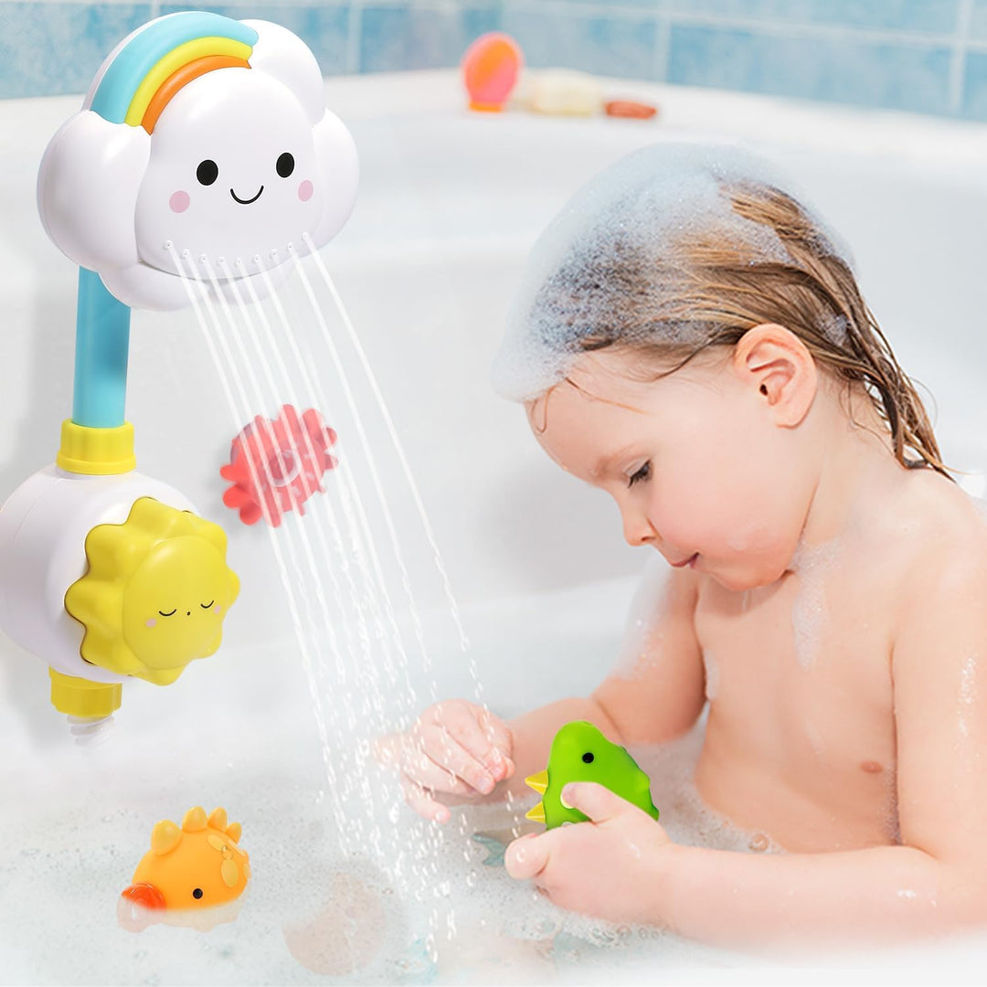 Badespielzeug, CUTE STONE Wolken-Dusche Badespielzeug Set mit Angelspiel, eine Schildkröte, EIN Dino