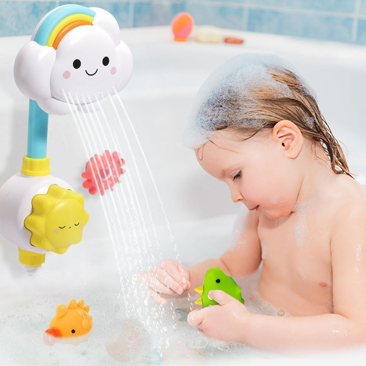 Badespielzeug, CUTE STONE Wolken-Dusche Badespielzeug Set mit Angelspiel, eine Schildkröte, EIN Dino
