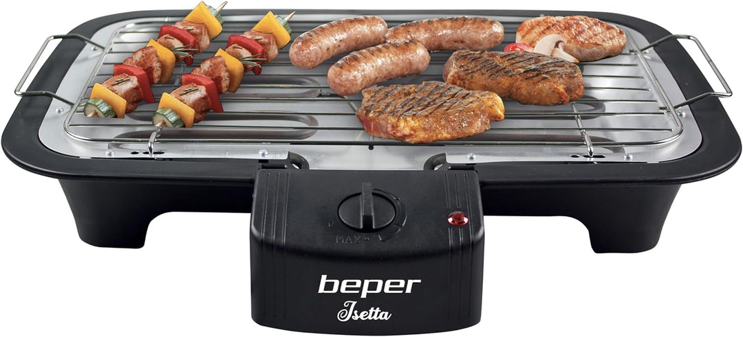 Beper BT.410 Tischgrill Elektrisch, Rauchfreier, 2000 Watt-Elektrogrill, Antihaftbeschichtete Grillf