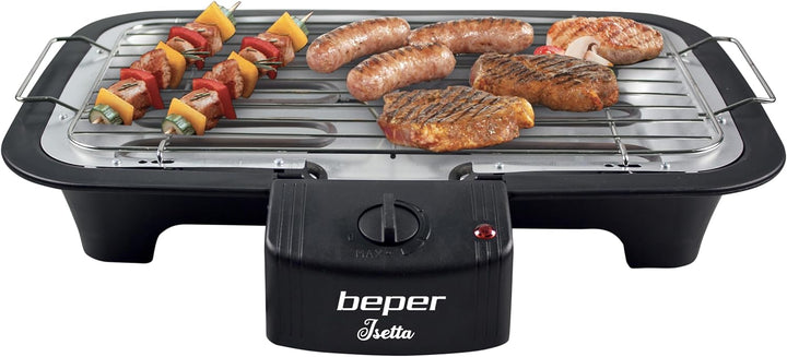Beper BT.410 Tischgrill Elektrisch, Rauchfreier, 2000 Watt-Elektrogrill, Antihaftbeschichtete Grillf
