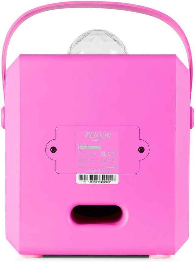 Fenton KAR55P – Musikbox Kinder Karaoke Anlage mit 2 Mikrofonen, Jelly Ball LED-Discolicht, Bluetoot