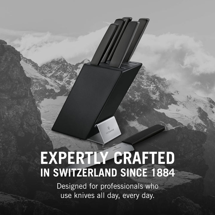 Swiss Modern Messerblock, 6-teilig, schwarz, Buchenholz schwarz, Schwarz