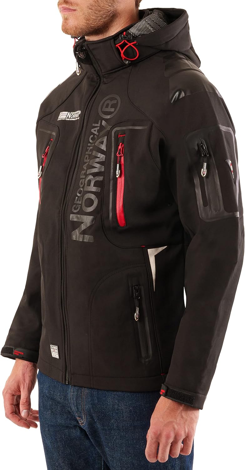 Geographical Norway Techno Softshelljacke Herren Kapuze abnehmbar, BLACK, L