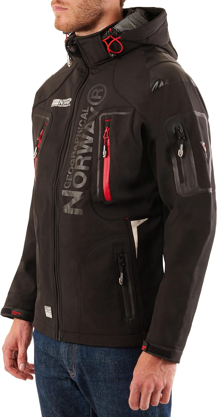 Geographical Norway Techno Softshelljacke Herren Kapuze abnehmbar, BLACK, L