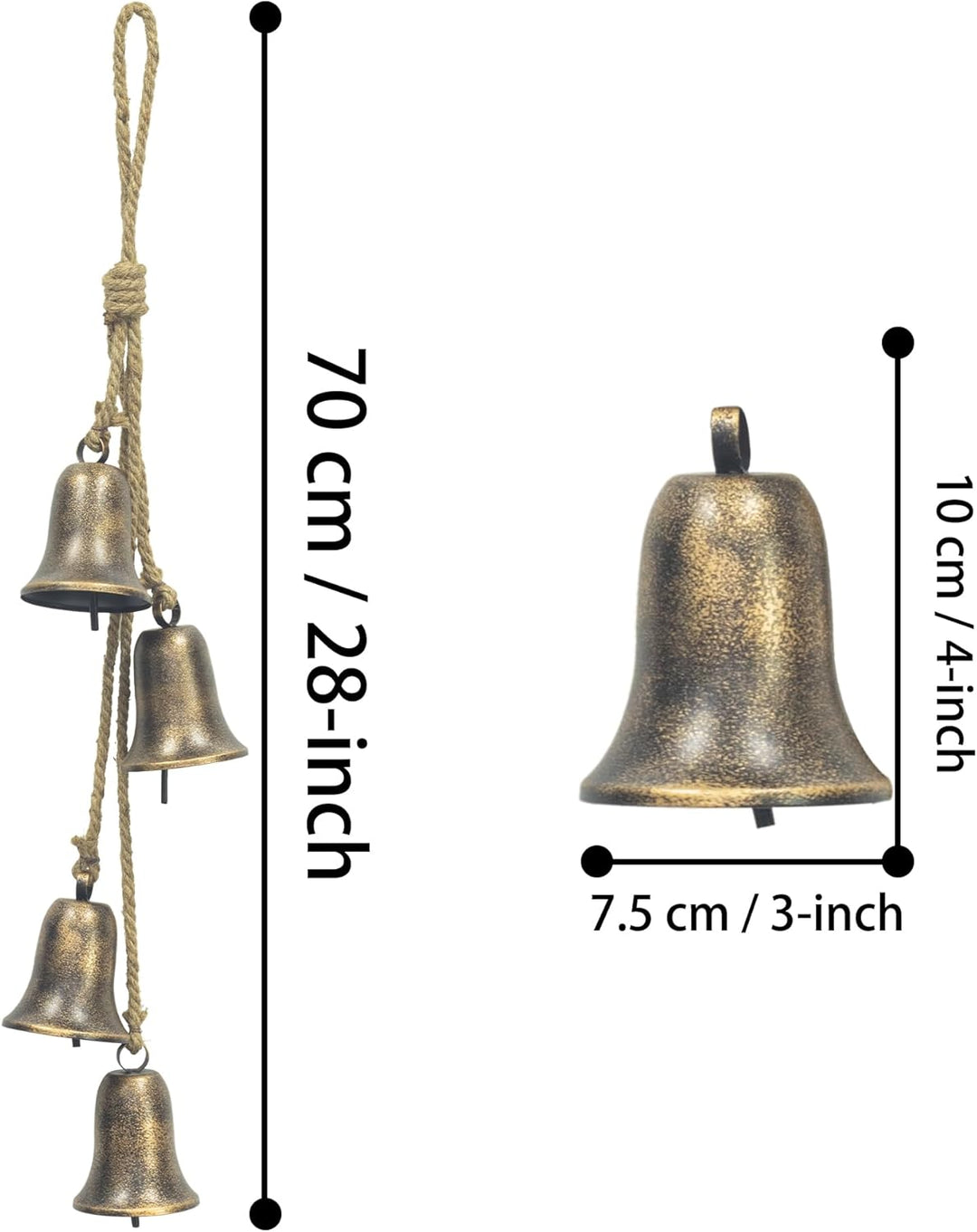 Weihnachtsglöckchen zum Aufhängen XXL gross, Glocken Vintage Glöckchen, rustikal Metallglöckchen, We