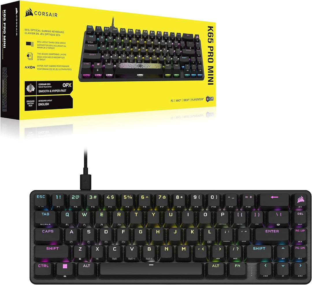 Corsair K65 PRO Mini RGB 65% Optical Mechanical Gaming Keyboard - OPX Schalter - PBT Double-Shot Tas