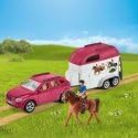 Schleich Auto mit Pferdeanhänger, Set mit 1 Pferd inklusive, Spielfiguren-Set für Kinder ab 5 Jahren