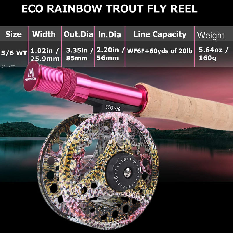 MAXIMUMCATCH Elegant Pink Fliegenrute für Damen, 2/5 wt, 6’6’’/9ft, 4 Teile Fliegenfischen Rute Comb