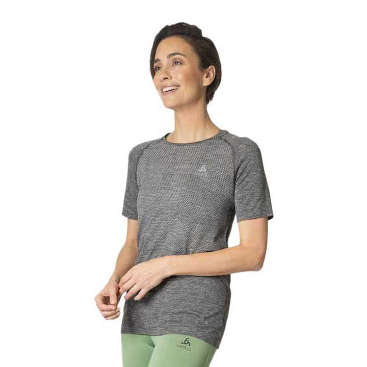 Odlo Damen Essentials Seamless_313941 Kurzarm Laufshirt (1er Pack), XS Stone Grey Melange