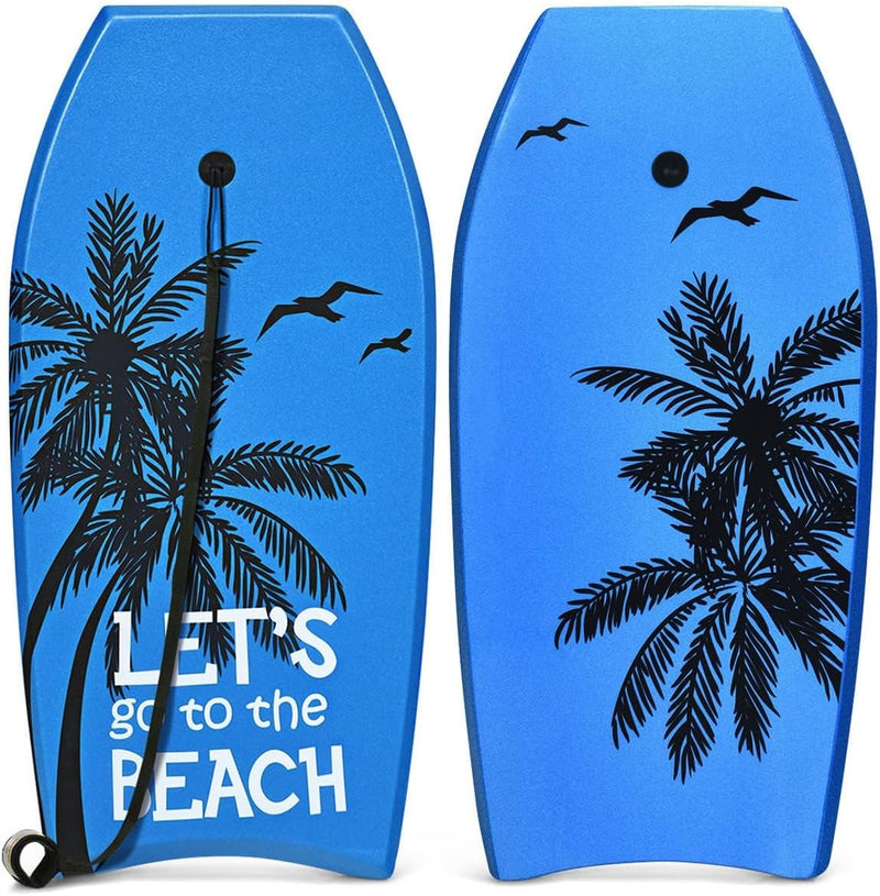 GYMAX Surfbrett 105 x 51 cm, Schwimmbrett mit Zugseil, max. Belastung: 85 kg, Bodyboard Surfboard mi