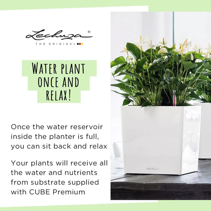 LECHUZA CUBE Premium 40 anthrazit metallic 16363 39x39x40 cm Anthrazit Metallic, 39x39x40 cm Anthraz