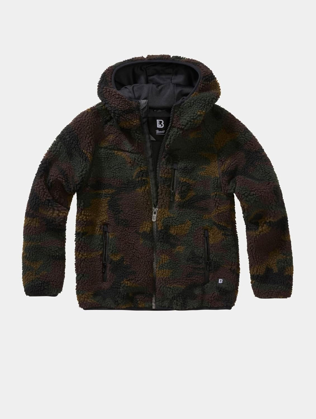 Brandit Kids Teddyfleecejacket Hood, Viele (Tarn-) Farben, Grössen 122 bis 176 134-140 Woodland, 134