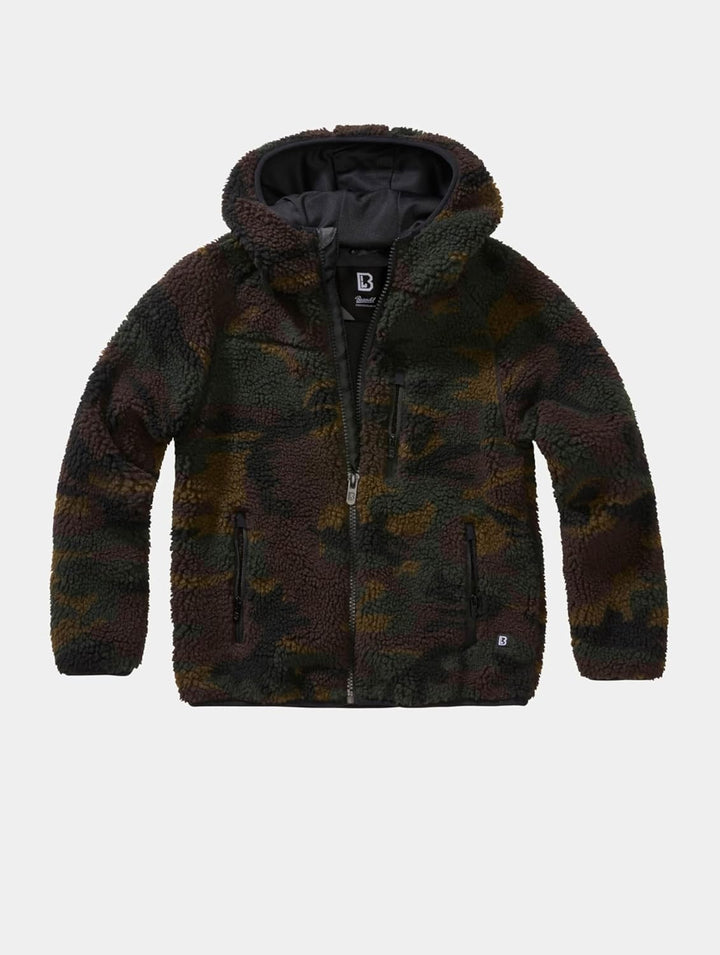 Brandit Kids Teddyfleecejacket Hood, Viele (Tarn-) Farben, Grössen 122 bis 176 134-140 Woodland, 134