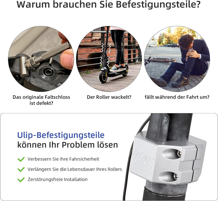 ulip Elektro-Scooter Klappklemme Vertikale Stange aus Aluminium Robuste Verriegelungsteile Spannklem