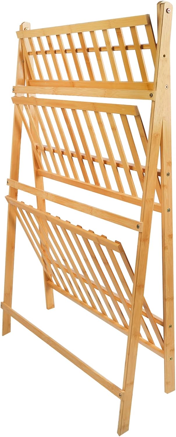 THINFAR Blumentreppe Holz, Blumenständer für innen draussen, 3-stufig, Blumentreppe Klappbar, Blumen