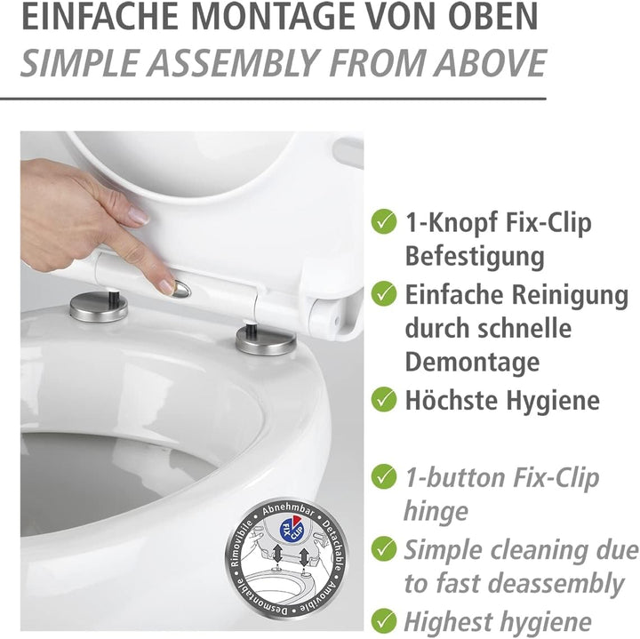WENKO WC-Sitz Water Lily, strukturierte Oberfläche, Toilettendeckel mit Absenkautomatik, aus bruchst