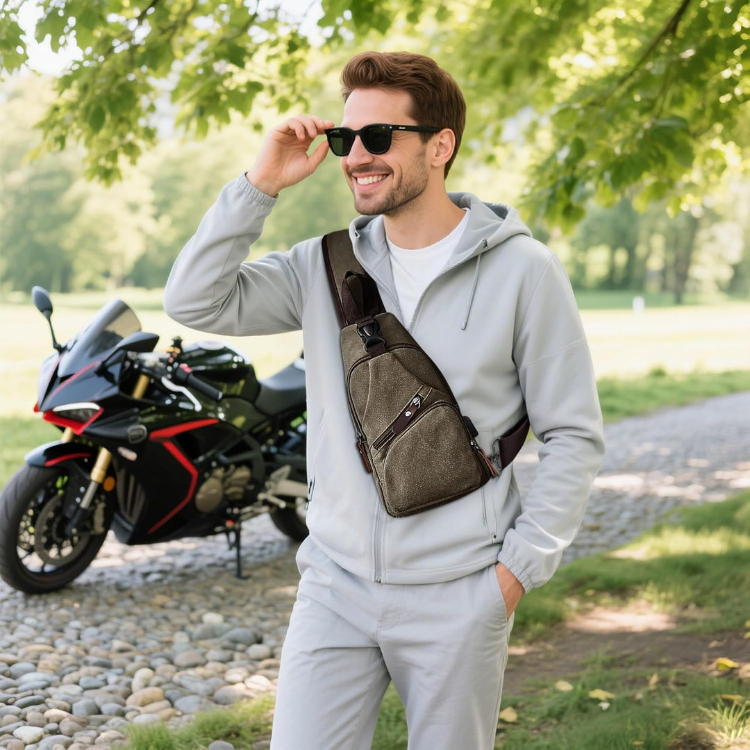 Herren Umhängetasche Mode Brusttasche Schultertasche Leinwand Schultertaschen Casual Reise Wandern U