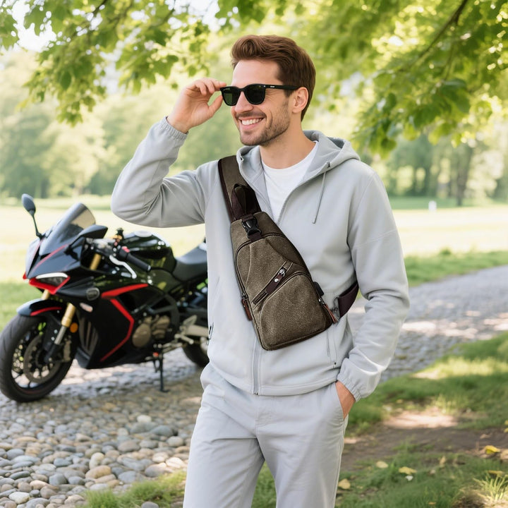 Herren Umhängetasche Mode Brusttasche Schultertasche Leinwand Schultertaschen Casual Reise Wandern U
