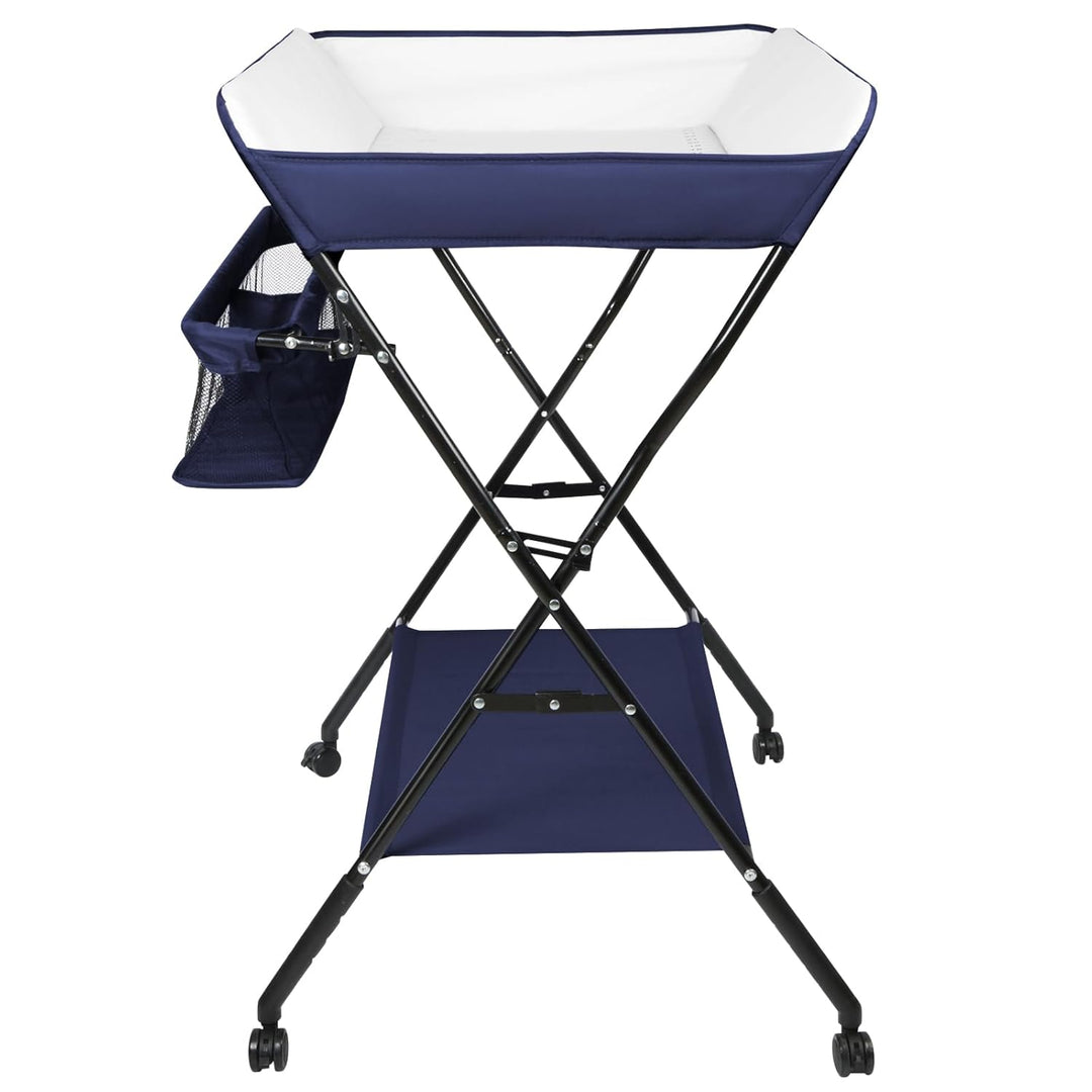 Baby Wickelkombi - klappbare Wickelkommode, mobiler Wickeltisch mit Wickelauflage, Sicherheitsgurt u