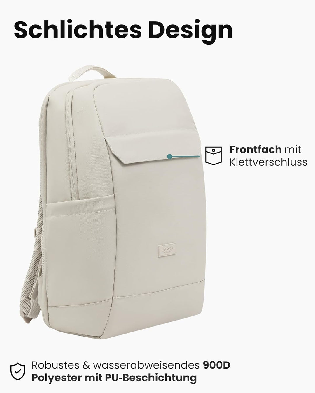 LARKSON Business Laptop Rucksack Herren Beige - Bjarne - Grosser Arbeitsrucksack mit 17 Zoll Laptopf