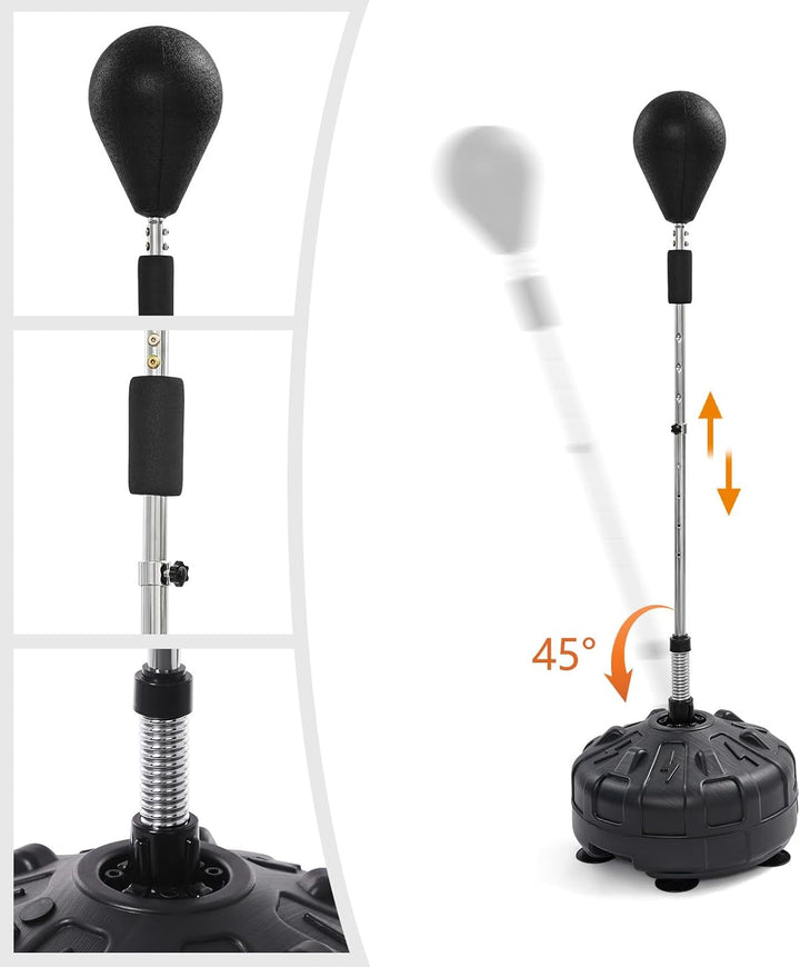 Punchingball Boxstand Standbox Trainer, Standboxsack mit 1 Speed Boxtasche, 90 °Rückprallwinkel, Höh
