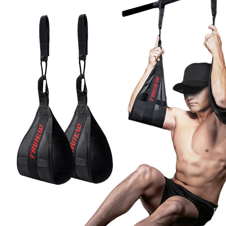 Bauchschlingen, tragbar, für Klimmzugstange, hängende Beinerhöhung, Fitness (schwarz, 1 Paar)