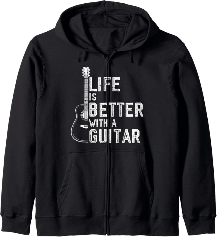 Das Leben Ist Besser Mit Gitarre lustiges Gitarrenspieler Kapuzenjacke