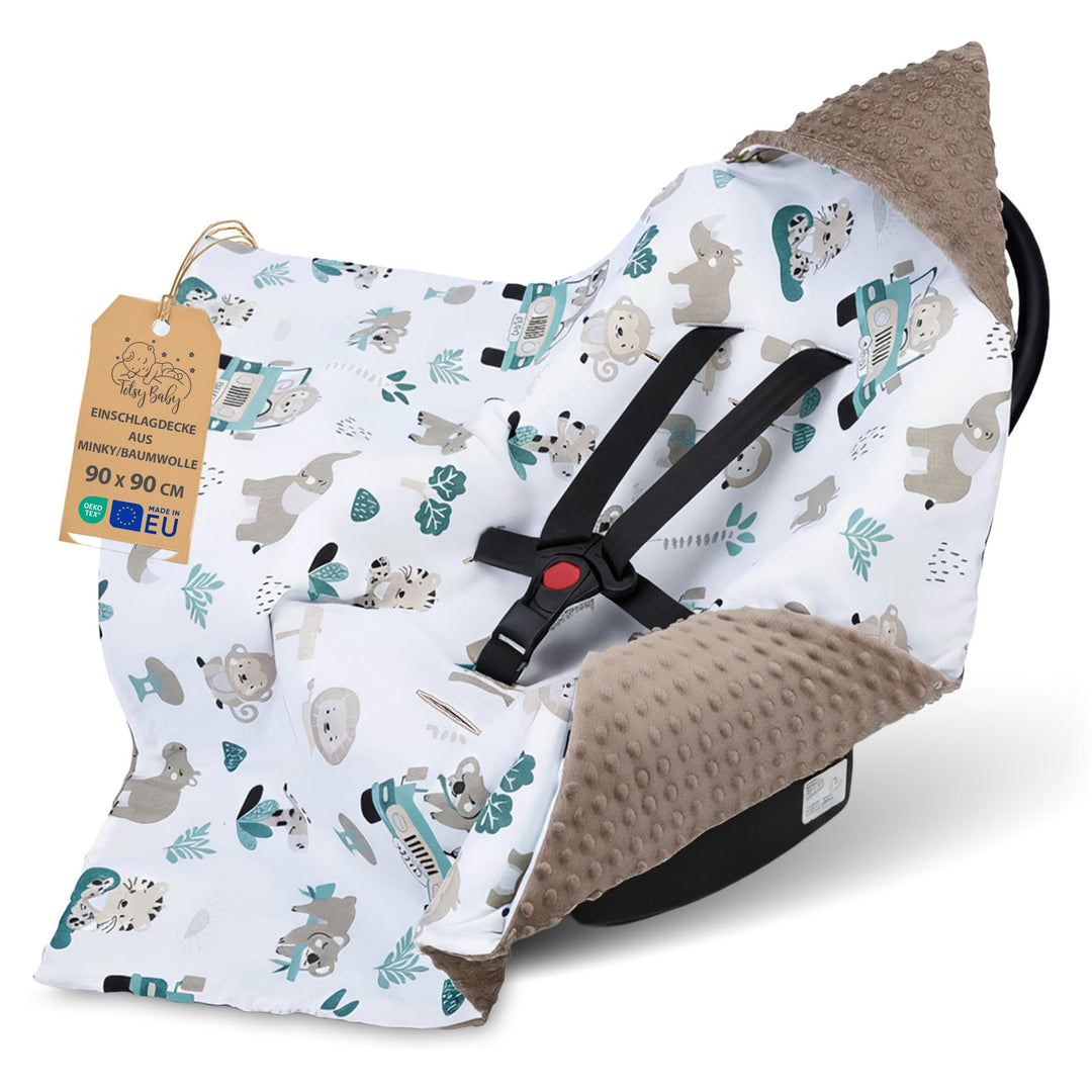 Einschlagdecke Babyschale Decke Kinderwagen 90x90cm - universal Baby Babydecke für Buggy Autositz Ga