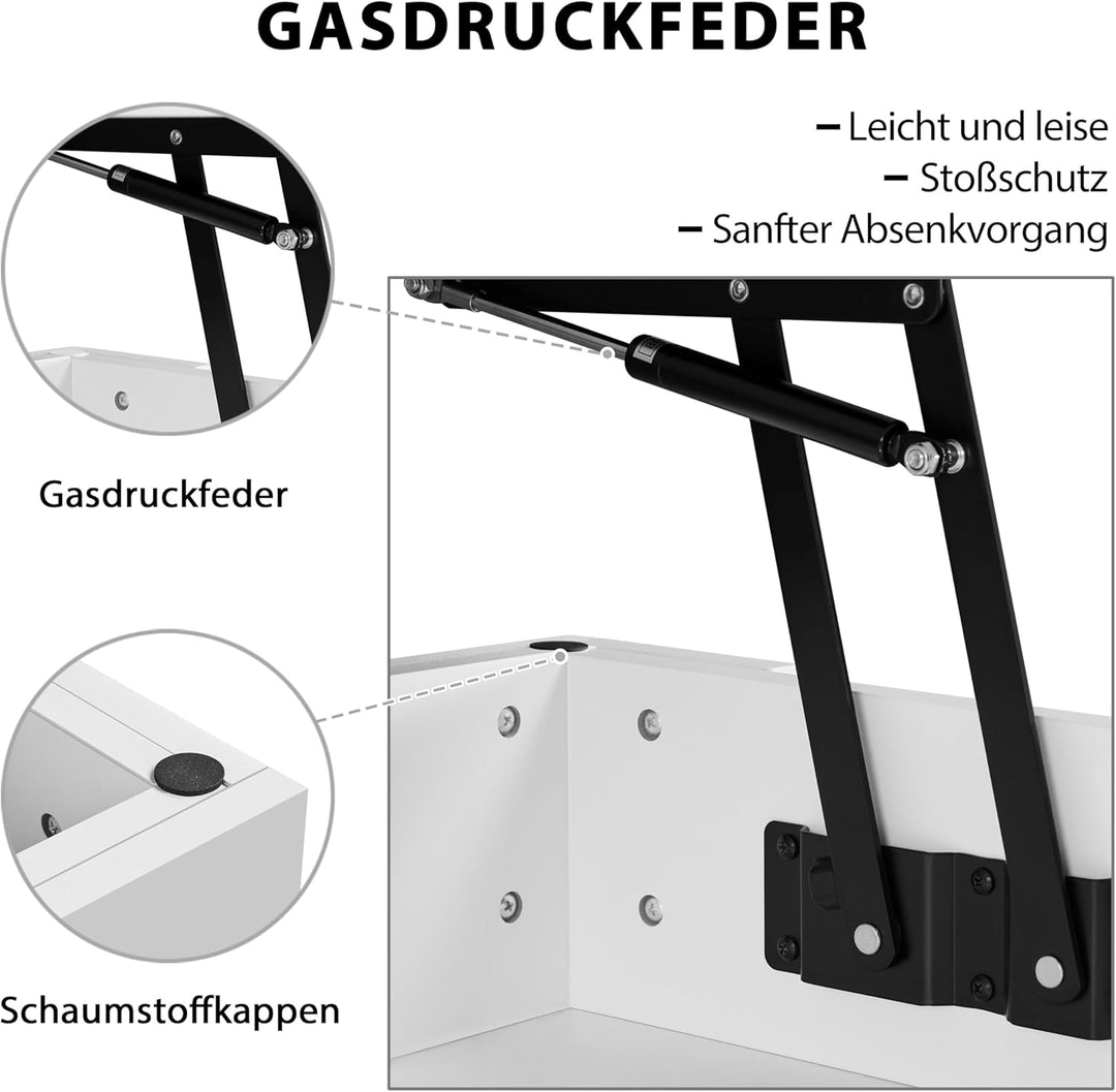 Yaheetech Couchtisch Höhenverstellbarer Kaffeetisch mit verstecktem Stauraum und Platte Sofatisch Wo