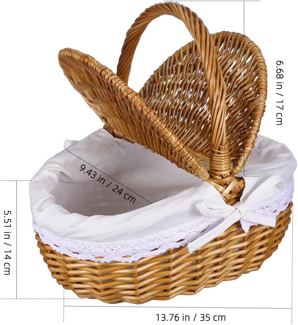 Toddmomy 1 Stück Weiden-Picknickkorb Mit Deckel Und Griff Leere Picknickkörbe Im Vintage-Stil Für Pi