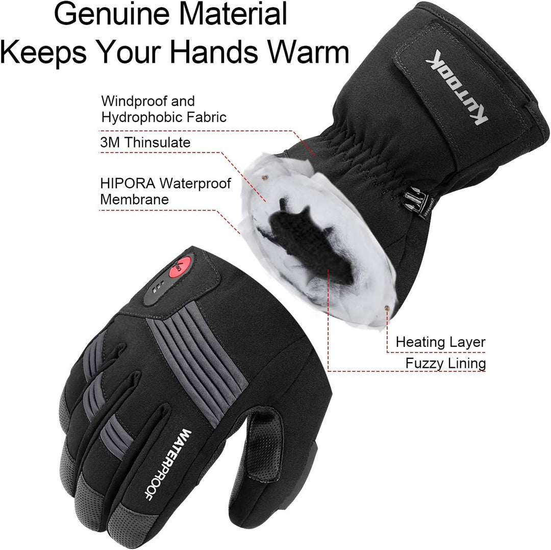 KUTOOK Beheizbare Handschuhe Sofort Beheizt Warm Wasserdicht Motorradhandschuhe Winter Handschuhe Sk