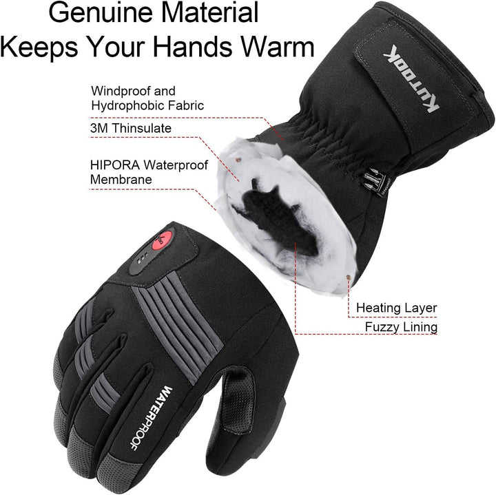 KUTOOK Beheizbare Handschuhe Sofort Beheizt Warm Wasserdicht Motorradhandschuhe Winter Handschuhe Sk