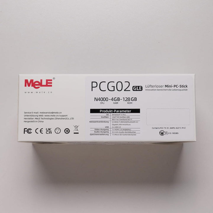 MeLE PCG02 Lüfterloser Mini PC Stick Windows 11 Home Celeron N4000(bis zu 2.6GHz) 4GB LPDDR4 128GB R